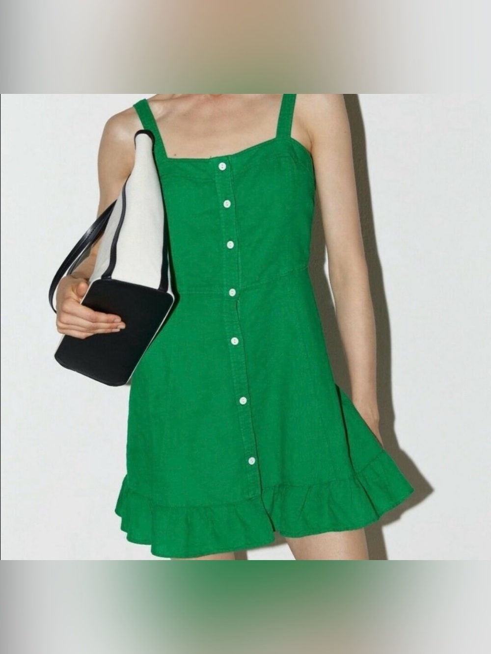NWT Zara Green Ruffle Edge Dress